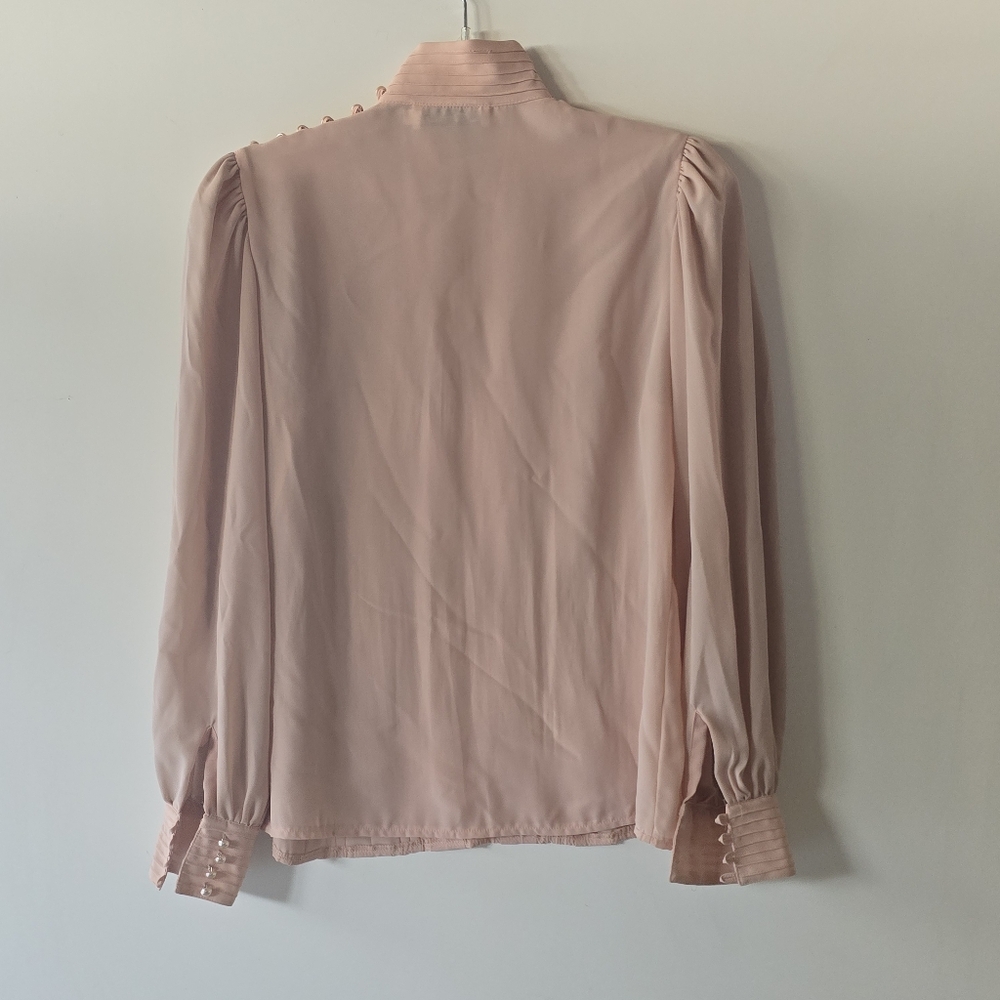 Chaus | Blush Pink Pleated Blouse Size 6 - Picture 2 of 8